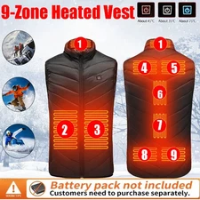 9-Zone USB Smart Heated Vest Unisex Winter Adult Jacket Neutral Style S-3XL