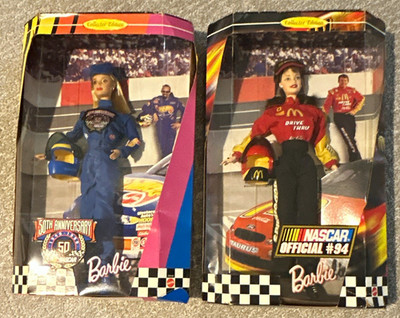 Barbie NASCAR Collector Edition Dolls Lot of 2 50th Anniversary & Official #94