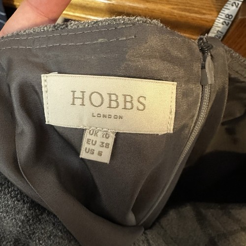 Hobbs London Wool Blend Grey Black Windowpane A-Line Skirt Sz 6 - Picture 3 of 5