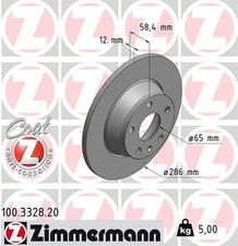 Zimmermann 100.3328.20 Standard Coat Z Disc Brake Rotor For 07-15 TT TT Quattro
