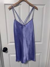 Vintage Purple Satin Slip Dress Lace Strap Fairycore Coquette Y2K Lingerie M
