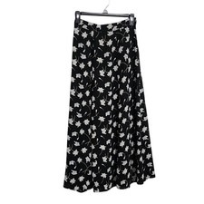 Vintage Casual Corner Maxi Skirt 4 Black Floral Fairy Grunge Dark Cottagecore