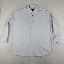 David Donahue Dress Shirt Mens 18.5 34/35 Blue Red White Check Cotton Button Up