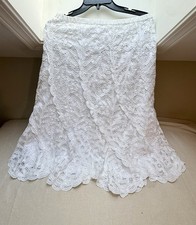 White Crochet Cotton Midi Skirt Boho Cottagecore Summer Medium