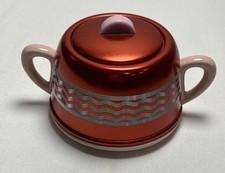 MCM Ceramic Sugar Bowl w/ Metal Covers Made in England 877448 Registered Design
