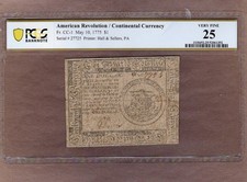 May 10, 1775, $1, CC-1, Continental Note, PCGS 25, SCARCE!!