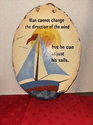 Plain Jane Man Cannot Change The Dir Slate Tile Stencil Art Hanging Signed 1998