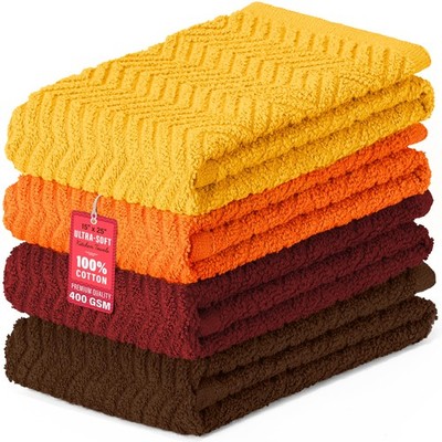 DecorRack 100% Cotton Kitchen Towels, 15'' x 25'' Large, 4 Pack - Fall Set 
