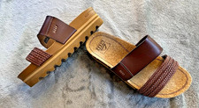 REEF Cushion Vista Hi Sandals Women's Size 6 Brown Platform Braided Straps Cork