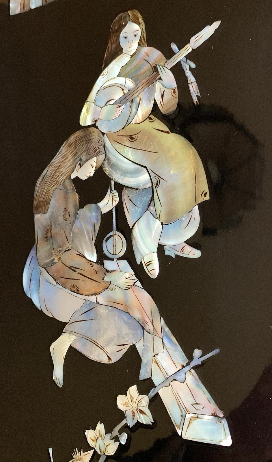 Vintage Mother Of Pearl Abalone Wall Art Musicians Playing Instruments 20” X 8”