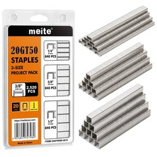 Stainless Steel Staples for Staple Gun - 1/4", 3/8", 1/2" Leg - 2520 Count, 20 G