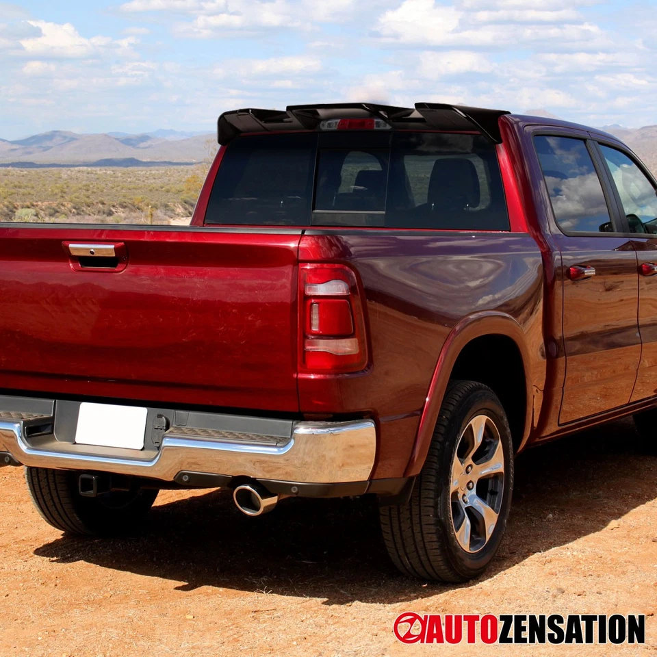 Fit 2019-2024 Dodge Ram 1500 Glossy Black Roof Truck Cab Spoiler Wing 3PC Style Foto 2 de 4