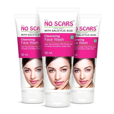 No Scars Aloevera Face Wash for Deep Cleansing Reduce Acne - 60 ml (Pack of 3)