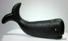 Vintage 1940s Cast Iron Black Sperm Whale Paperweight 4” X 2” X ¾” 204gm