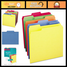 Letter Size File Folders, 1/3-Cut Tabs, Assorted Colors, 100 Pack, Office Suppli