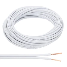 50Ft 18/2 PVC Covered Wire, SPT-1 UL Listed Copper Electronic Wire, White