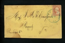 US Postal History #26 Classic issued 1857 cover Unknown MD to Beverly VA