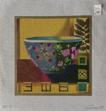 LANI Asian Bowl Hand Painted Needlepoint Canvas 13 Mesh 10 x 10  696 D
