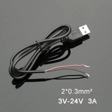 USB Extension Cable DC 2-core * 0.3mm² 3A Power Lead Male Plug Adapter Connector