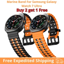 Marine Band For Samsung Galaxy Watch Ultra 47mm Strap TwoColor Silicone Sport