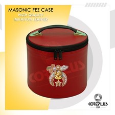 Core Plus Group Masonic Maroon Embroidered Fez Cap Case, Imitation Leather