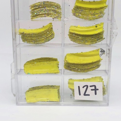 Brand New Tip Jar Fake Nail Tips - Yellow with Silver Glitter (#127) - Picture 2 of 4