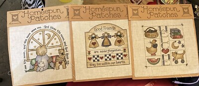 Vtg Rare Kitty Korner Des. Homespun Patches~Sewing, Embroidery 3 patterns avail.