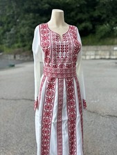 Embroidered Thobe Abaya Traditional Palestinian ARABIAN caftan Dress Red Size L