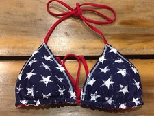 Xhilaration Red White Blue Reversible Stars Or Stripes Bikini Top Patriotic XS