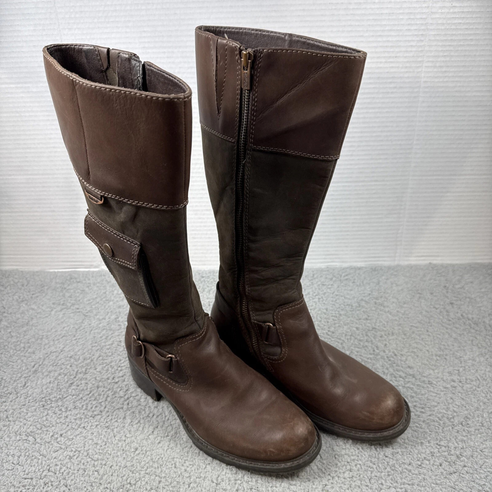 Stivali da equitazione Timberland Charles St. Darcy in pelle con tasche laterali marroni misura 6 larghi