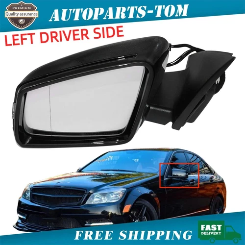 Black Driver Left Side Mirror For Mercedes 2010-2014 C250 C300 C350 2048103176