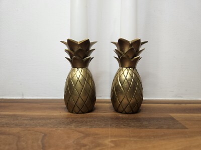 Paar massive Messing Ananas Kerzenständer Halter - John Lewis