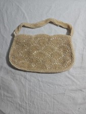 Vintage Made in Japan Pearl Beaded Zipped Clutch Purse/Evening Bag Wedding Craft