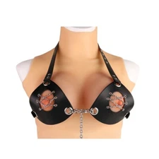 New Leather Bra Breast Bondage Tool Chest Bandage Nipple Female Couple Flirting