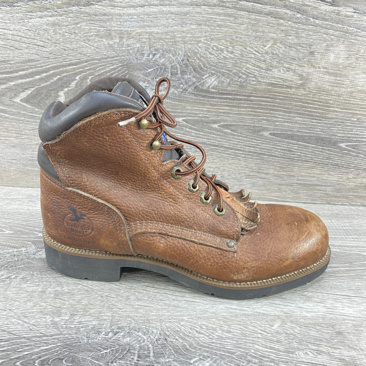 Georgia Boot Comfort Core Ranch Lace Up Lacer Work Brown Leather