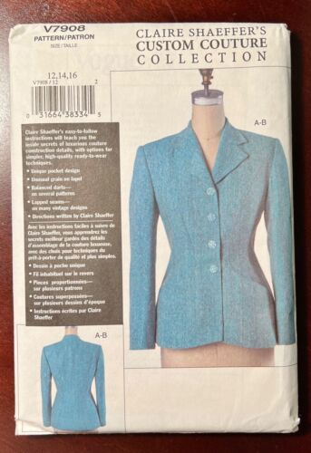 Vogue 7908 Claire Shaeffers motif veste couture personnalisée taille : 12-14-16 non coupée ff - Photo 1/4