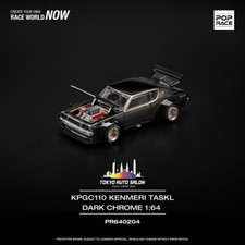 1:64 Pop Race Nissan Skyline GT-R KPGC110 Kenmeri Taskl Dark Chrome. Tokyo Auto