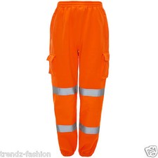 HI VIZ VIS JOGGING BOTTOMS THICK TROUSERS SAFETY WORKWEAR JOGGERS SWEAT PANTS