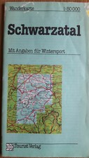 Wanderkarte Schwarzatal mit Wintersport Neuhaus Lauscha Königsee Katzhütte 1987