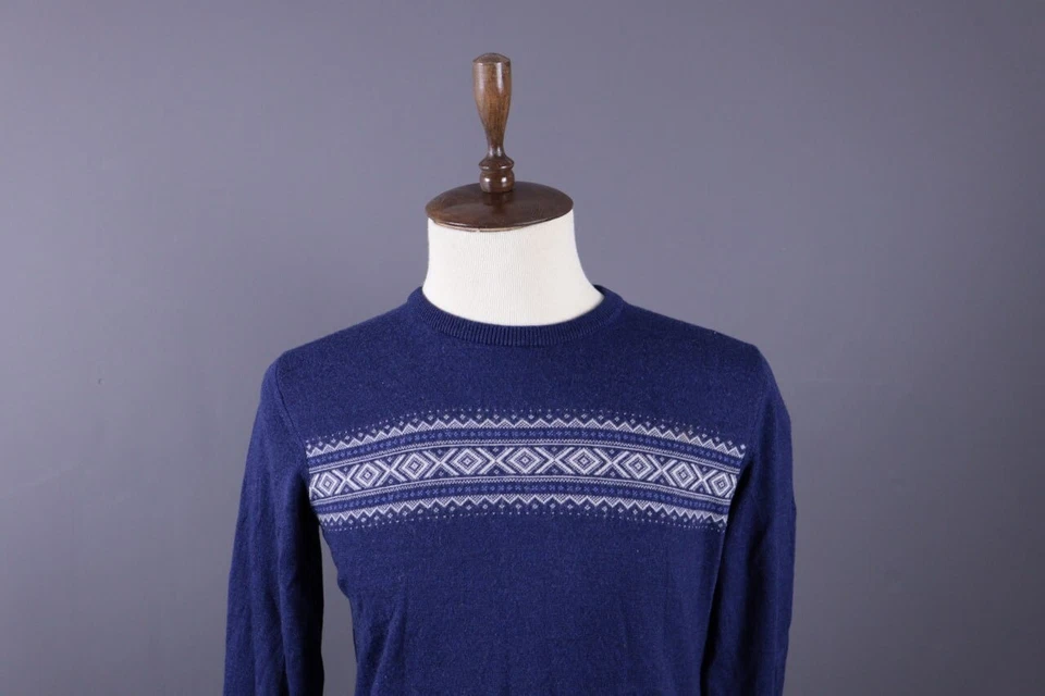 DALE OF NORWAY Blue Wool Fair Isle Knit Ski Sweater Size L - Image 4 of 4
