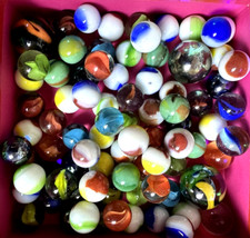 Vintage Glass Marbles Lot Mixed Variety Includes 3 Large Size Older Toy Marbles