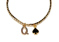 Gold Diamante Rhinestone Queen of Spade Hotwife Anklet Ankle Jewellery BBC 1 Row