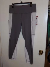 Active Life Womens Athletic Yoga Exercise Gray w/ White Pants sz XL (NWT!) $89