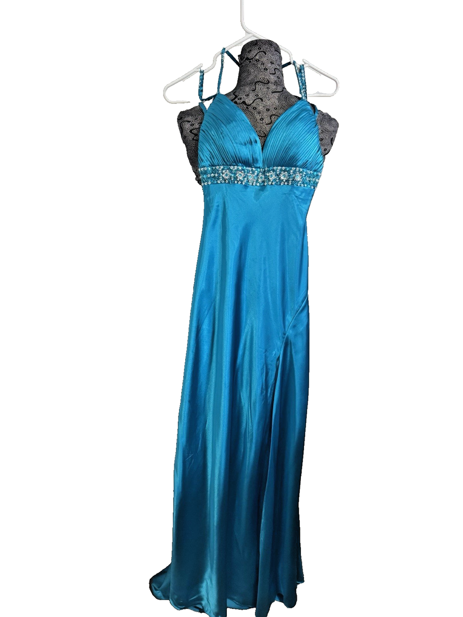 aquamarine blue halter dress Halter tie neck backless gown