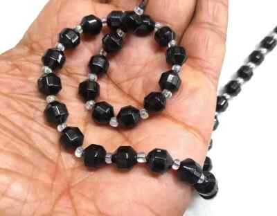 BLACK SPINEL DRUM BARREL SLENDER FREE SIZE GEMSTONE BEADS 13''INCH 1 STRAND