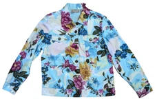 Life Style Floral Embellished Jacket, Button Up, Bright and Colorful, Size Large
