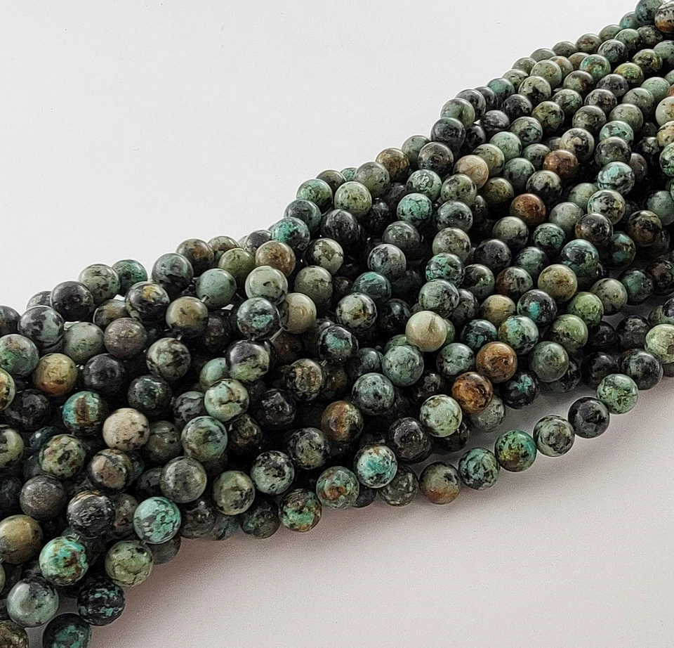 Cuentas de turquesa africana cristales redondos lisos cuentas de piedra natural 6 mm 8 mm 10 mm Foto 3 de 4