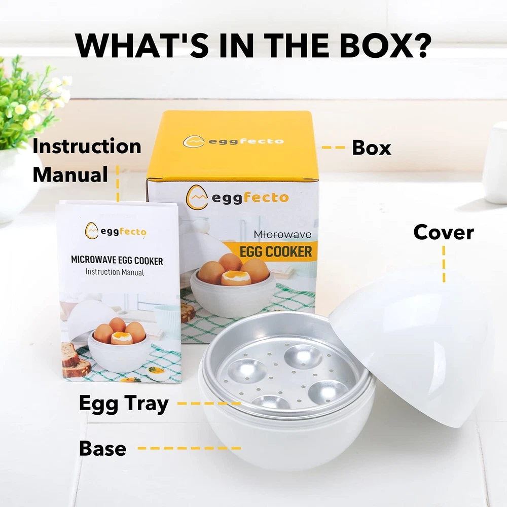 Microwave Egg Cooker 4 Eggs for Hard Boiled Soft Poached or Scrambled Microwave Egg Cooker 4 Eggs for Hard Boiled Soft Poached or Scrambled