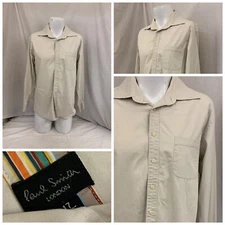 Paul Smith Dress Shirt 17 32/33 Beige 100% Cotton YGI N2-846