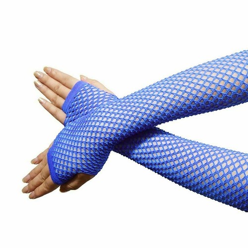 Handschuhe Ton 80er Style Kostüm fingerlose Netzhandschuhe lang Polyester robust - Bild 18 von 19